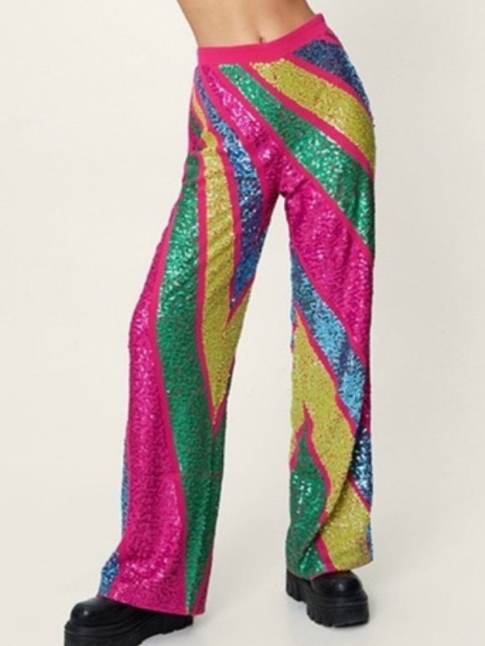 Nasty Gal Sequin Color Block Pants